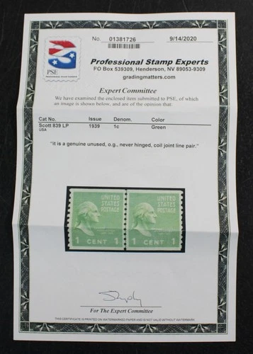 CKStamps: US Stamps Collection Scott#839 Mint NH OG PSE Cert