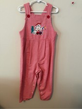 Fast Friends Red Gingham Kids Overalls with Dalmatian on Firetruck Size 4