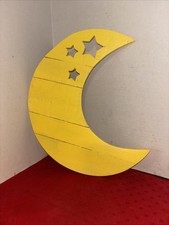 Wooden Moon, Nursery Wall Mounted With Cut Out Stars-Estate Find