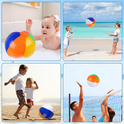 6 Pack 10'' Inflatable Beach Balls Rainbow Kids Pool Summer Party Toy