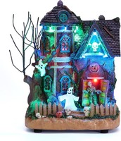 Halloween Deko Spukhaus 20Cm Mit LED Licht Und Horror Musik