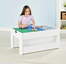 Build 'n' Store Large Wooden Base Plate Building Table White Kids Play Desk