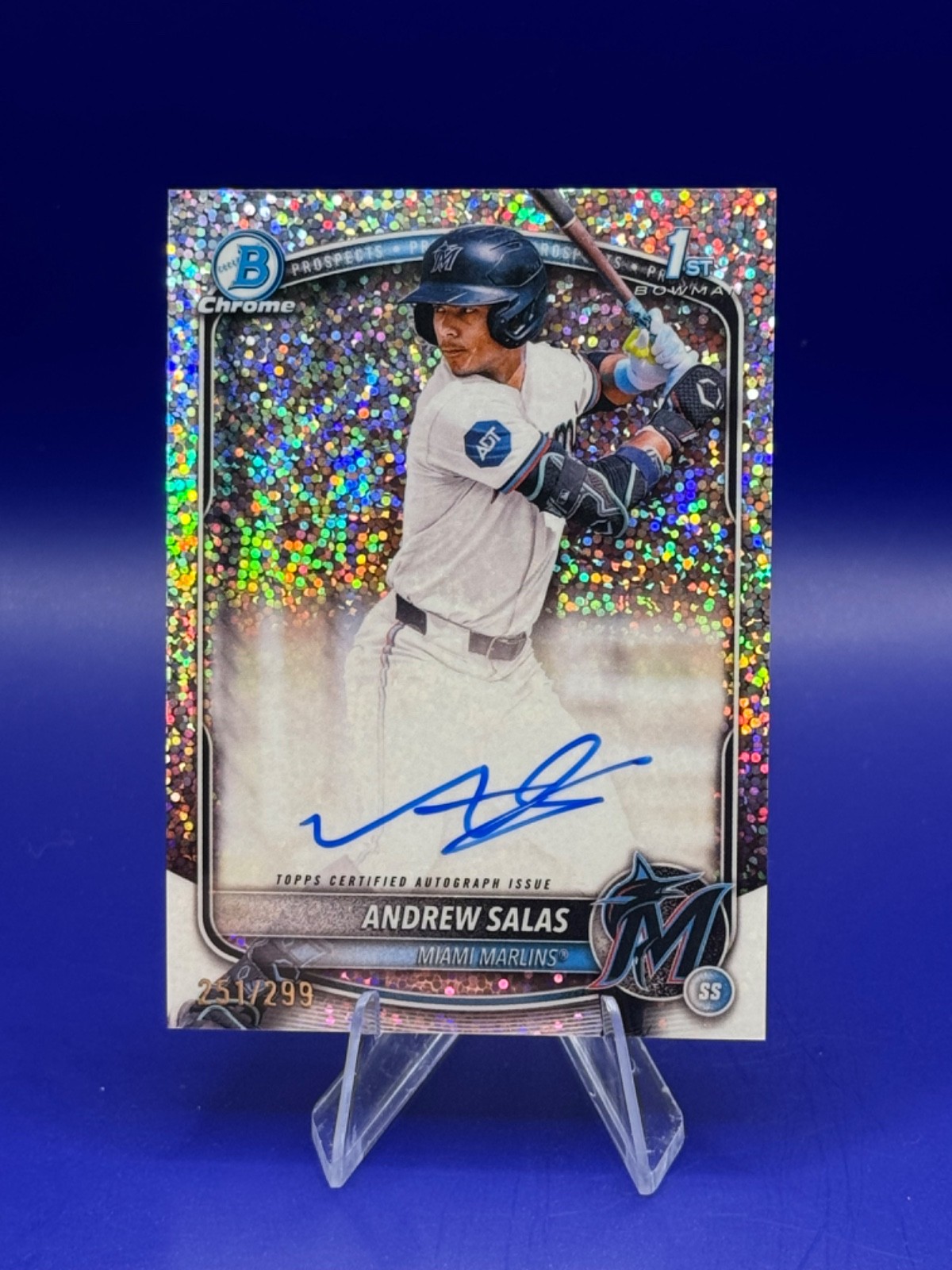 Andrew Salas 2025 1st Bowman Chrome AUTO Prospect SPECKLE REFRACTOR /299