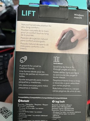 Logitech Lift Wireless Vertical Mouse - Graphite (Right-Handed)