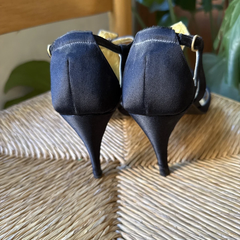 Christian Lacroix Mujer Negro Satinado Tacón Talla 36.5, Tirantes con Dedos Cerrados Foto 3 de 4