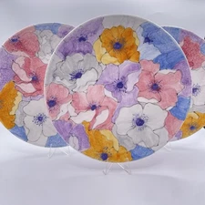 3 Ernestine Salerno Italy Pottery Salad Plates Signed #852 Vintage MCM