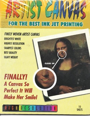 Artist Canvas Ink Jet Printer Paper Finely Woven Hi-Res 10 Sheets 8.5''x11'' New