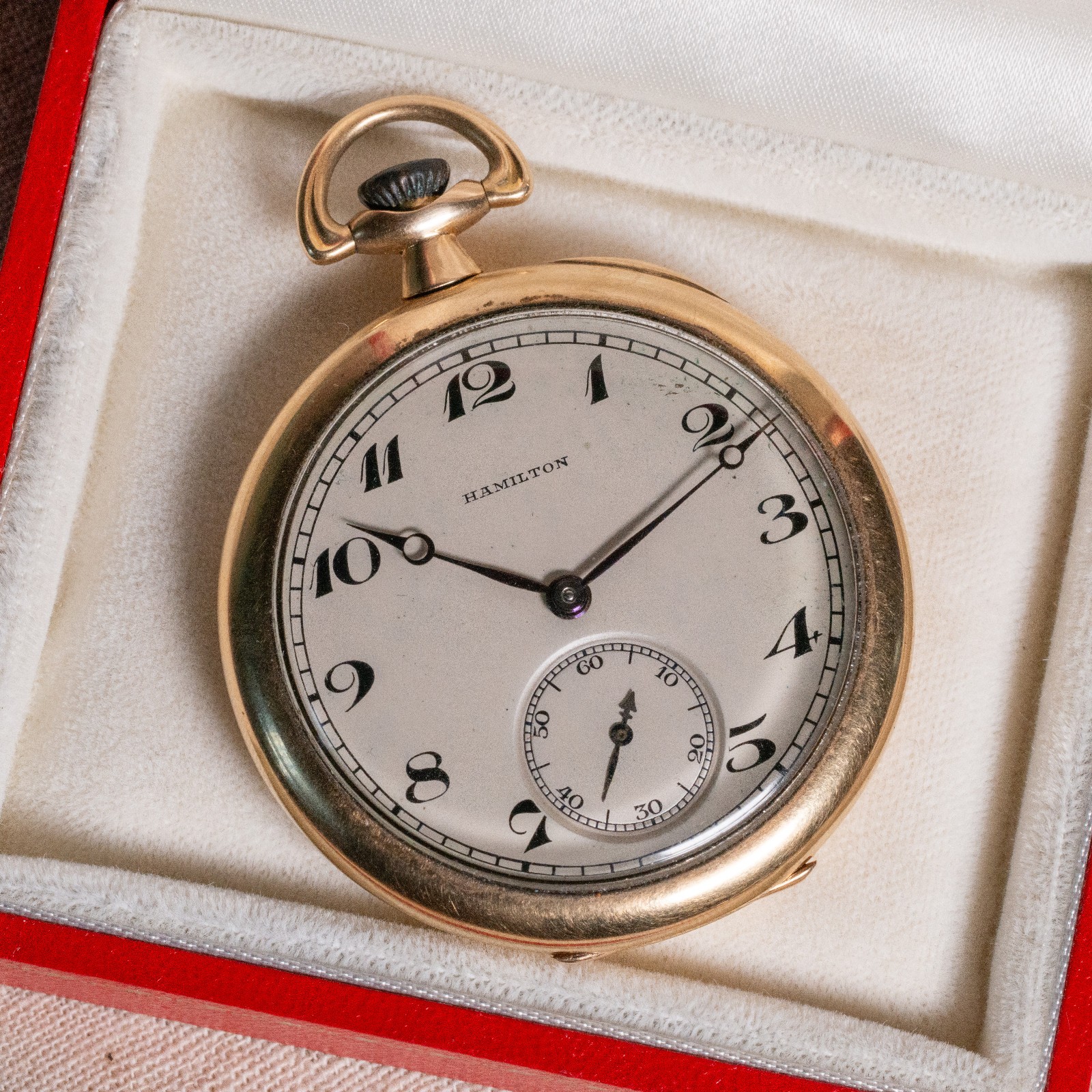 Hamilton 1910s 20s 14K Gold 12s Grade 914 17j Pocket Watch Swing Out Solid Runs