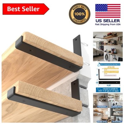 12-Inch Carbon Steel Shelf Brackets - Sturdy Black 4-Pack for Elegant Storage