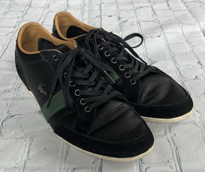 Lacoste Alisos 20 SRM Sneakers Shoes Men Size 8 Black & Green Leather & Suede