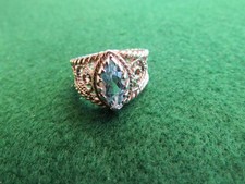Sterling Silver Filigree Ring - Blue CZ Stone - size 6 - 4.1 Grams