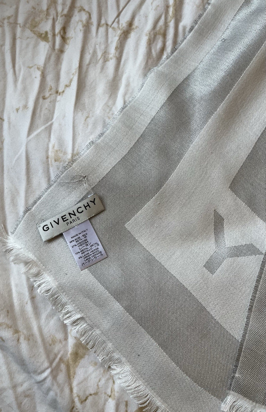 Givenchy Silver Grey Monogram Rectangular Scarf 7… - image 3
