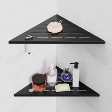 10"Corner Shower Shelves 2-Pack Matte Black 304 Stainless Steel Shelf with Razor