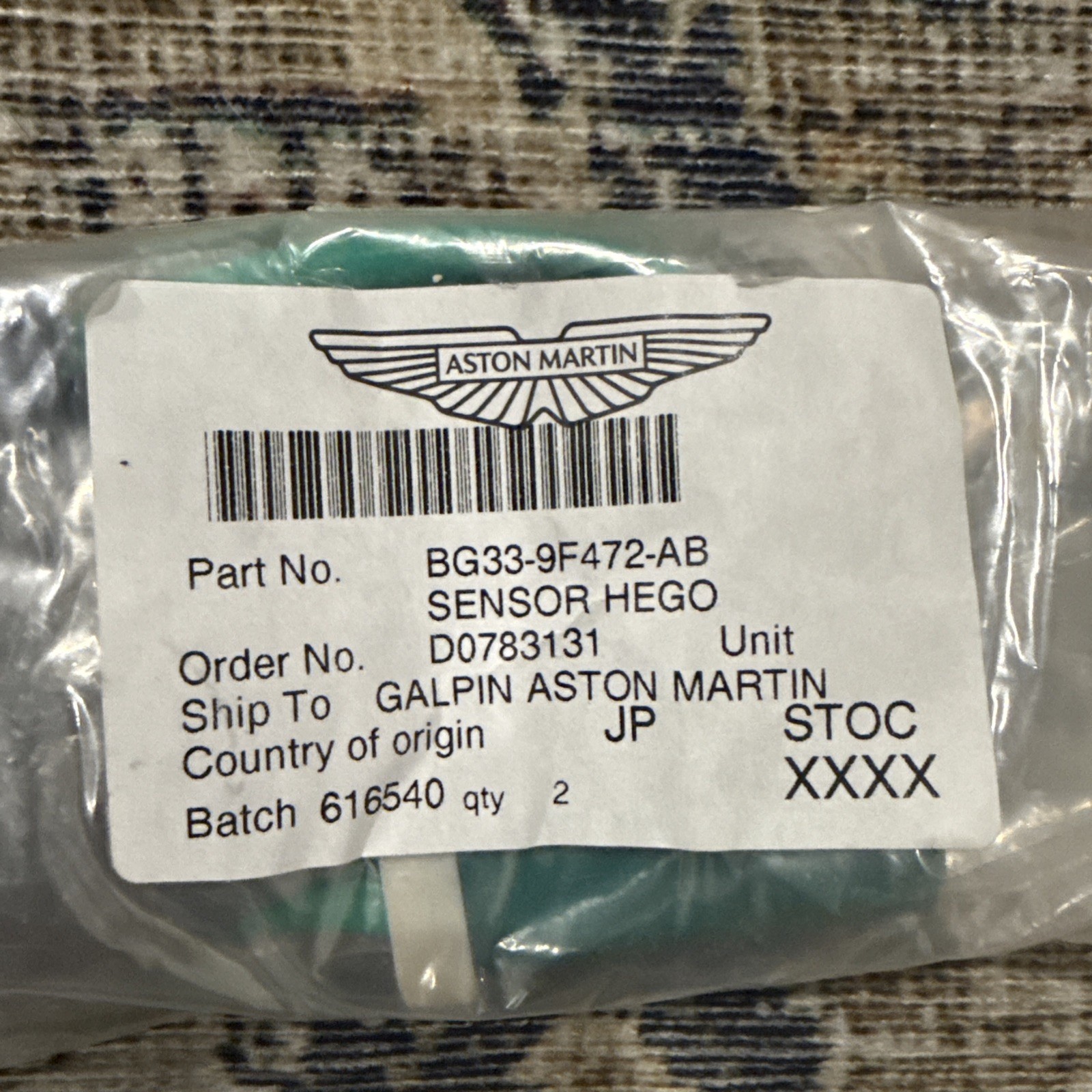 Aston Martin V8 Vantage Oxygen sensor P/N BG339F472AB
