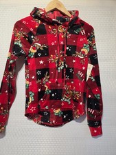 No Boundaries Hoodie XXS 00 Red Plaid Reindeer Rudolph Christmas Pullover...