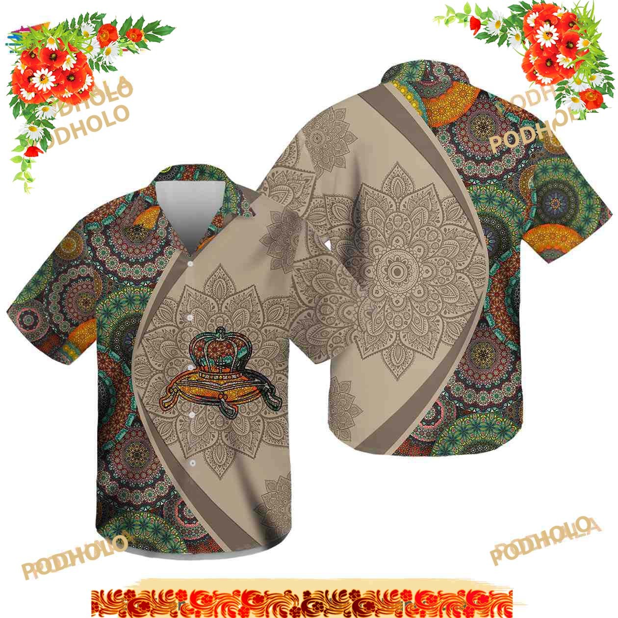 Crown Royal Hawaiian Aloha Button-Up Shirt with Iconic Logo