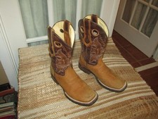 Gran Lider Brown Square Toe Leather Boots Western Embroidered Women's 7 Mex 24