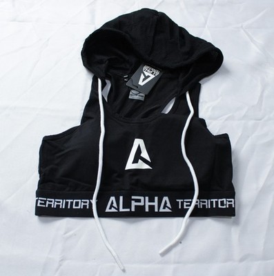 Alpha Territory Women's Supportive Breathable Hooded Sports Bra WR4 Black Medium