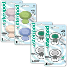 Clip-On Toothbrush Protector Exclusive Multi Color, 2 Count Pack of 4