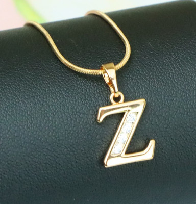 with Sparkling Stones, XPPT1375 Rose Gold Alphabet Z Pendant