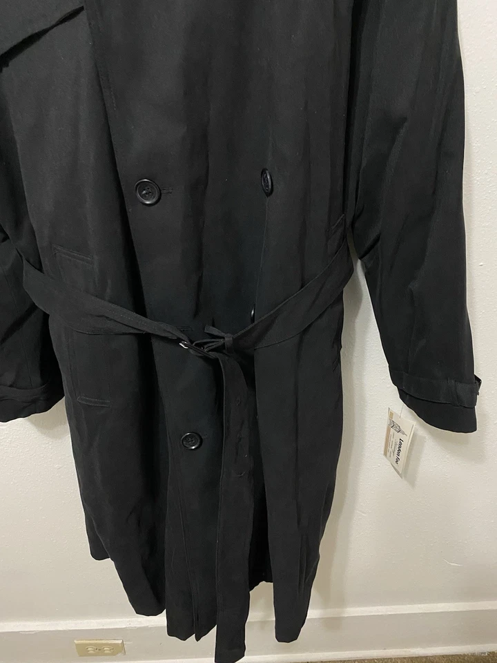 Vintage London Fog Men's Double Breasted Belted Trench Coat 44R Long Black NWT - Image 3 of 4