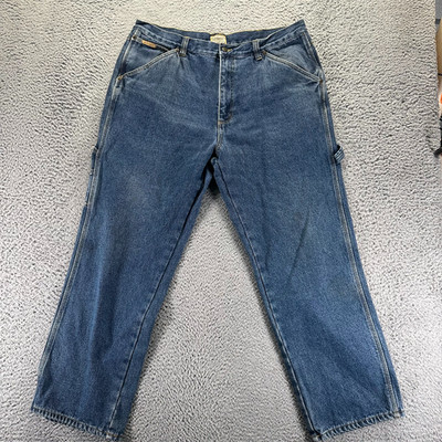 C.E Schmidt Jeans Men 38x30 Blue Denim Flannel Lined Straight Carpenter Workwear