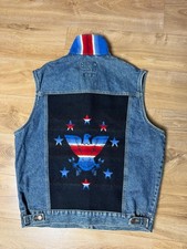 VTG Pendleton High Grade Western Wear Denim Jacket Wool Blanket Eagle Size L