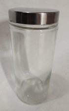 Clear Glass Storage Jar 7" x 3" with Screw on Metal Lid Round Kitchen Crafts