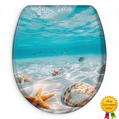 Sanilo Waterworld Molded Wood Round Toilet Seat - Soft Close & Quick Release NOB