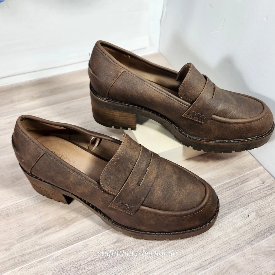 Nuevos mocasines sin caja Lane Bryant marrón envejecido Penny para mujer 9,5 Foto 3 de 4