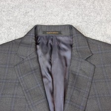 Jos A Bank Sport Coat Blazer 44L Tailored Wool Silk Gray Glenplaid Reserve Soft