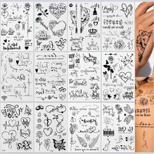 Tiebblove 12 Sheets Black Couple Temporary Tattoos -waterproof Long-Lasting