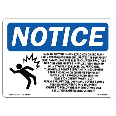OSHA Notice Sign - Hazard Shock Explosion | Aluminum Sign | Protect Your Busi...
