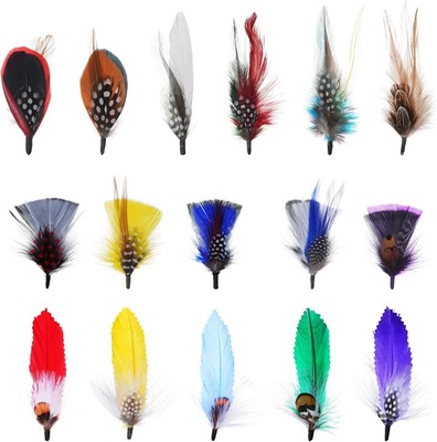 16 Pcs Hat Feathers for Fedora, Fengek Assorted Colorful Party... 