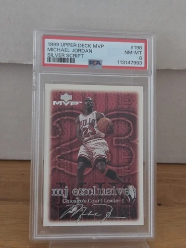 1999 UPPER DECK MVP PSA 8 MICHAEL JORDAN SILVER SCRIPT PARALLEL CARD #198