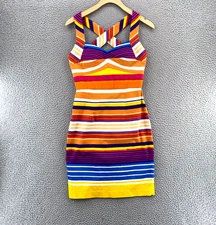 Calvin Klein Dress Womens 2 Multicolor Striped Sheath Sweetheart Neck Bra Mini