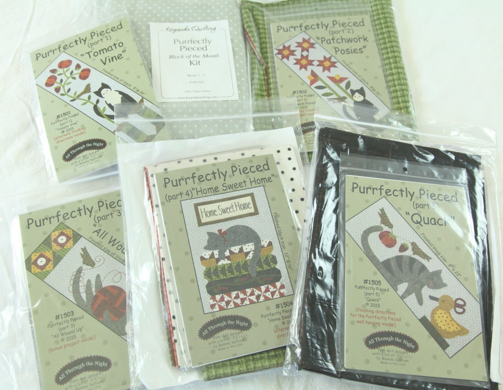 Keepsake Quilting Purrfectly Pieced BOM Quilt Kit Maywood Flannel Cat