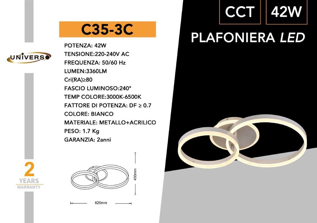 Offerta Plafoniera LED Universo C35-3C 42W | 3360LM Top Quality