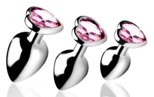 Booty Sparks Heart Shaped Gem Anal butt plug Set Temperature Play Sex Toys Pink