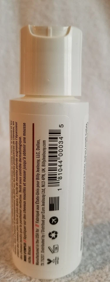 Billy Jealousy FUZZY LOGIC Champú Fortalecedor del Cabello Pantenol 2 oz/60 ml Nuevo Foto 4 de 4