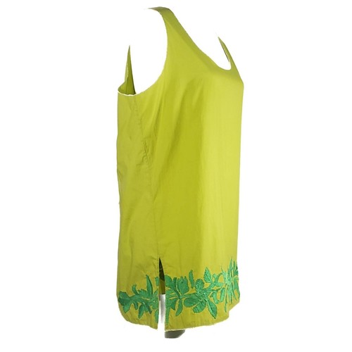 Maliparmi Tunic Top Shirt Green Back Zipper Hand Embroidered Sleeveless 46/14/M - Picture 2 of 5