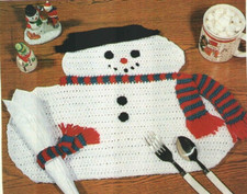 SNOWMAN PLACE MAT SET CHRISTMAS CROCHET PATTERN INSTRUCTIONS