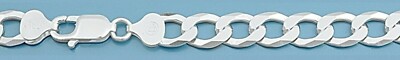 Italian Chain Curb 220 Genuine Sterling Silver 925 Necklace Width 9mm Length 20''