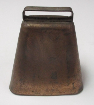 Square Rusted Cowbell Vintage Copper Square Handle Cowbell with Clapper LARGE 5