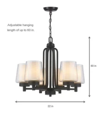 World Imports 6-Light Oil-Rubbed Bronze Chandelier with Glass in Glass Shade