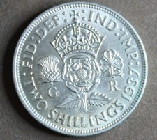 * UNITED KINGDOM 1937 SILVER aUNCIRCULATED TWO SHILLING GREAT CONDITION #FJP72