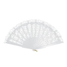 WHITE LACE FAN Folding Hand Held Wedding Event Dance Halloween Party Fancy Dress