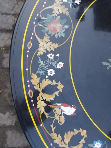 42" Marble Center Handmade Table Top Semi precious stones Inlay Work - Picture 4 of 5