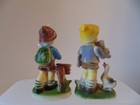 Pair of Vintage Made In Hong Kong Plastic Hummel Style Ornaments/Figurines — photo 3