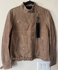 Nwt Replay Made In Italy Suede 100% Lambskin Leather Moto Biker Jacket Coat Sz M